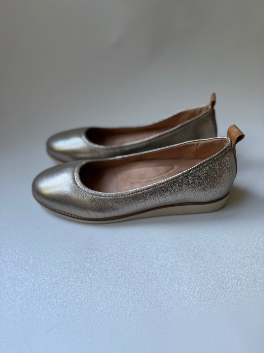 Brioso EmmaLine leather Gold Metallic Ballet Flats Shoes